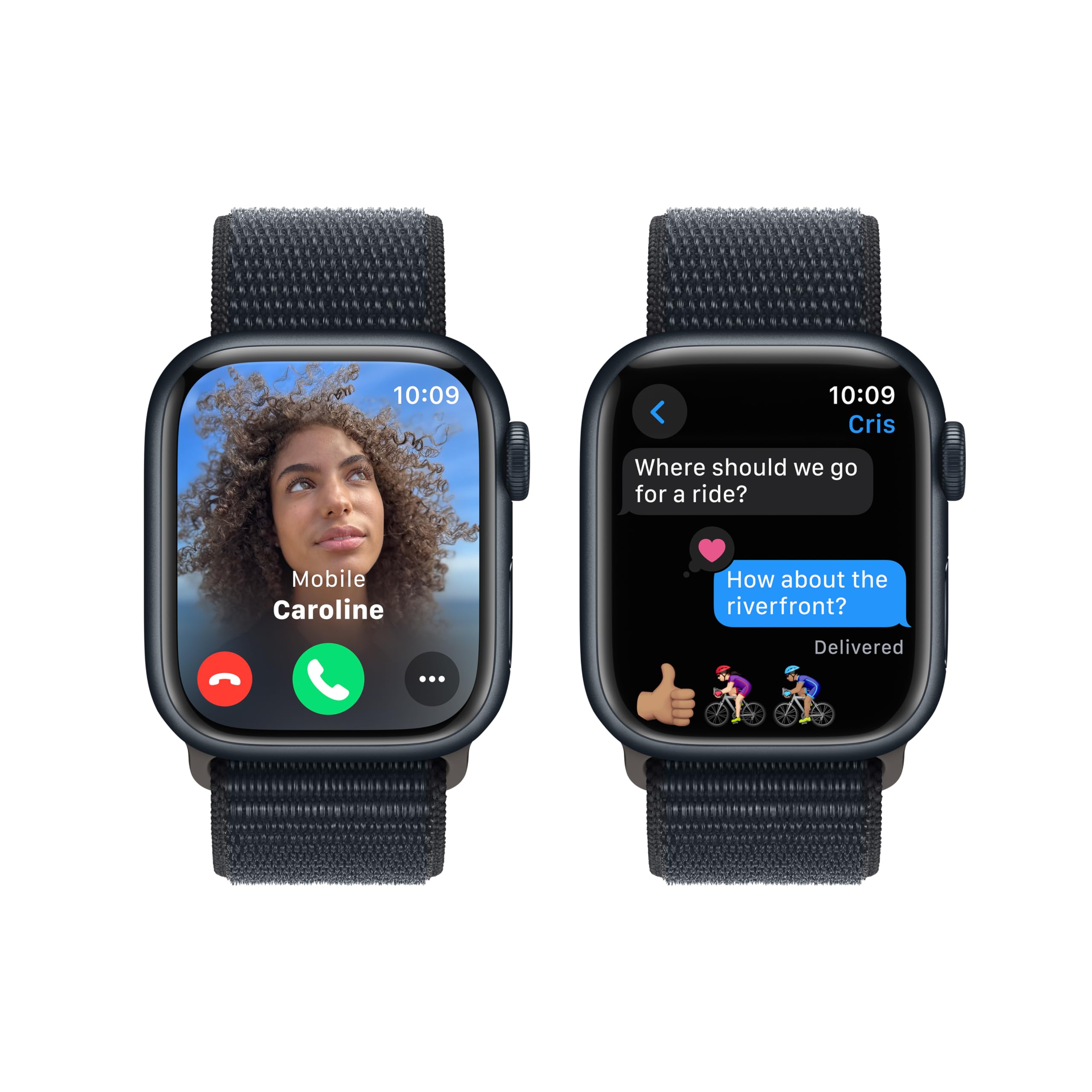 Apple Watch Series 9 (GPS) 41mm Midnight Aluminum Case with Midnight Sport Loop - Adj - Midnight