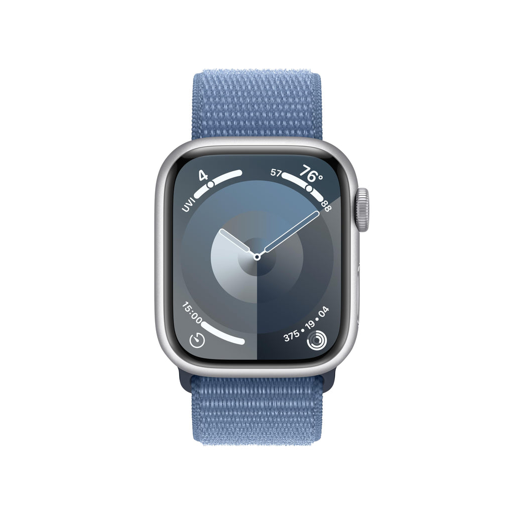Apple Watch Series 9 (GPS) 41mm Silver Aluminum Case w/ Winter Blue Sport Loop - MR923LW/A