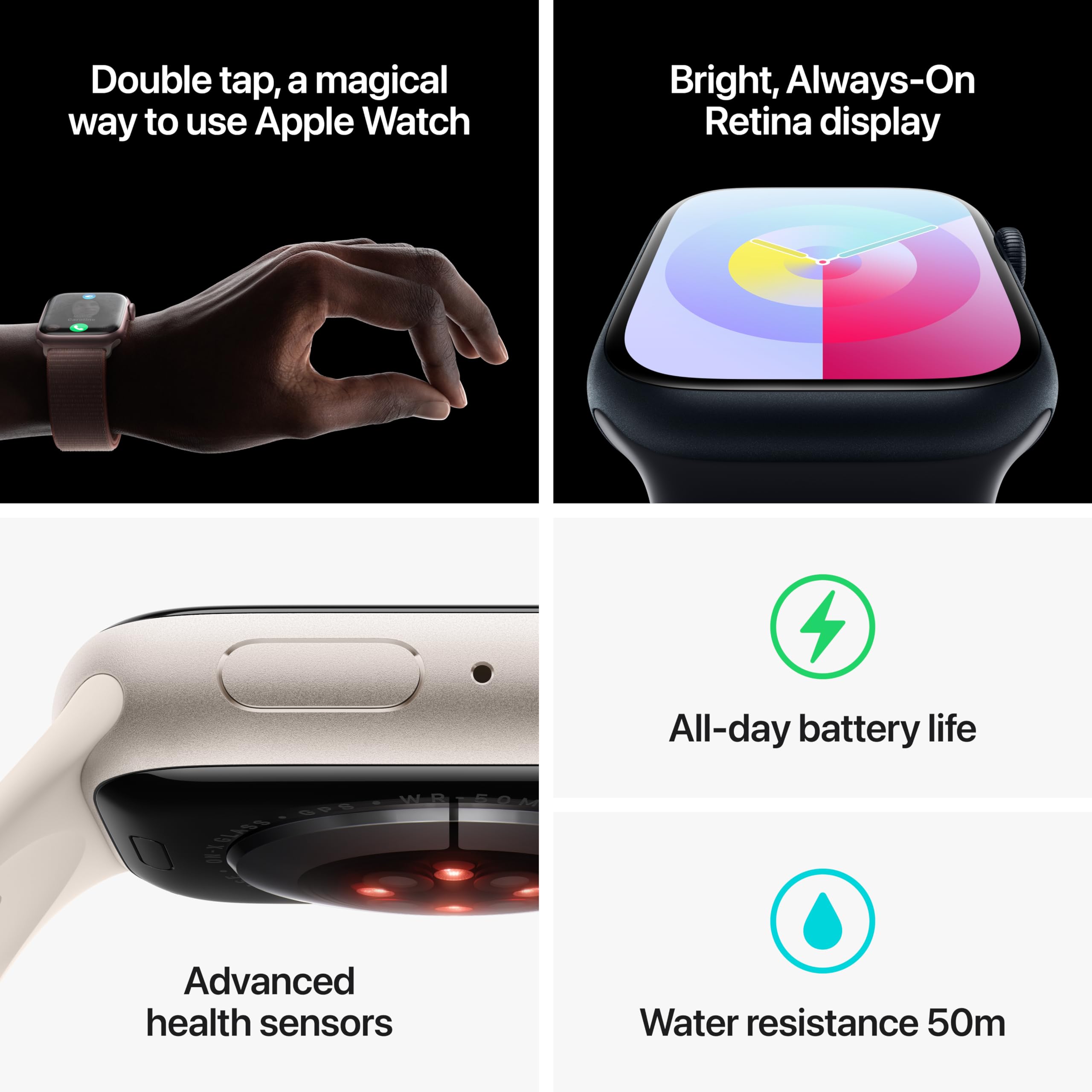 Apple Watch Series 9 (GPS) 41mm Silver Aluminum Case w/ Storm Blue Sport Band ? M/L ? MR913LW/A