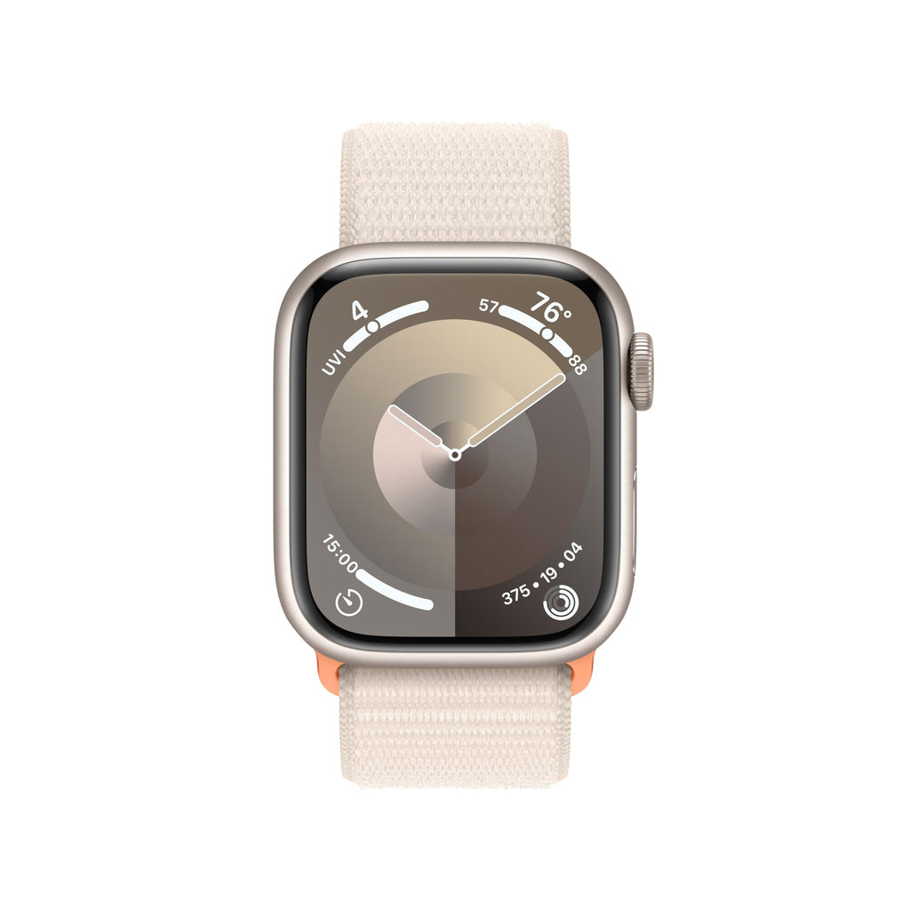 Apple - Watch Series 9 GPS + Cellular 41mm Starlight Aluminum Case with Starlight Sport Loop - MRHQ3LW/A