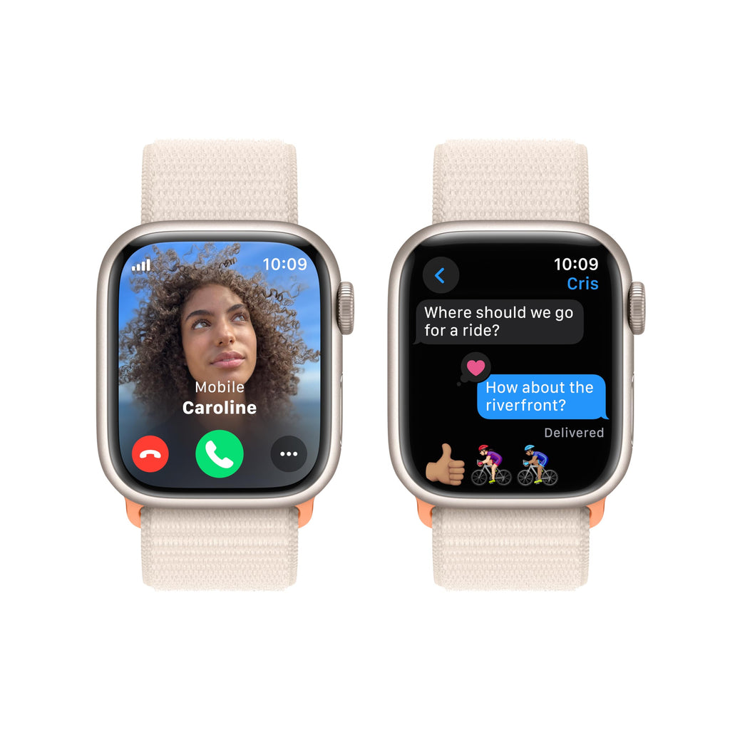 Apple - Watch Series 9 GPS + Cellular 41mm Starlight Aluminum Case with Starlight Sport Loop - MRHQ3LW/A