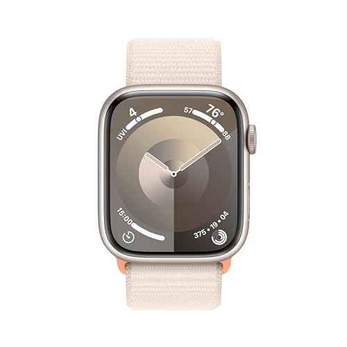 Apple Watch Series 9 (GPS) 45mm Starlight Aluminum Case & Sport Loop Band - MR983LW/A