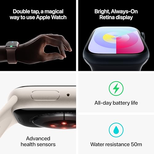 Apple Watch Series 9 (GPS) 45mm Starlight Aluminum Case & Sport Loop Band - MR983LW/A