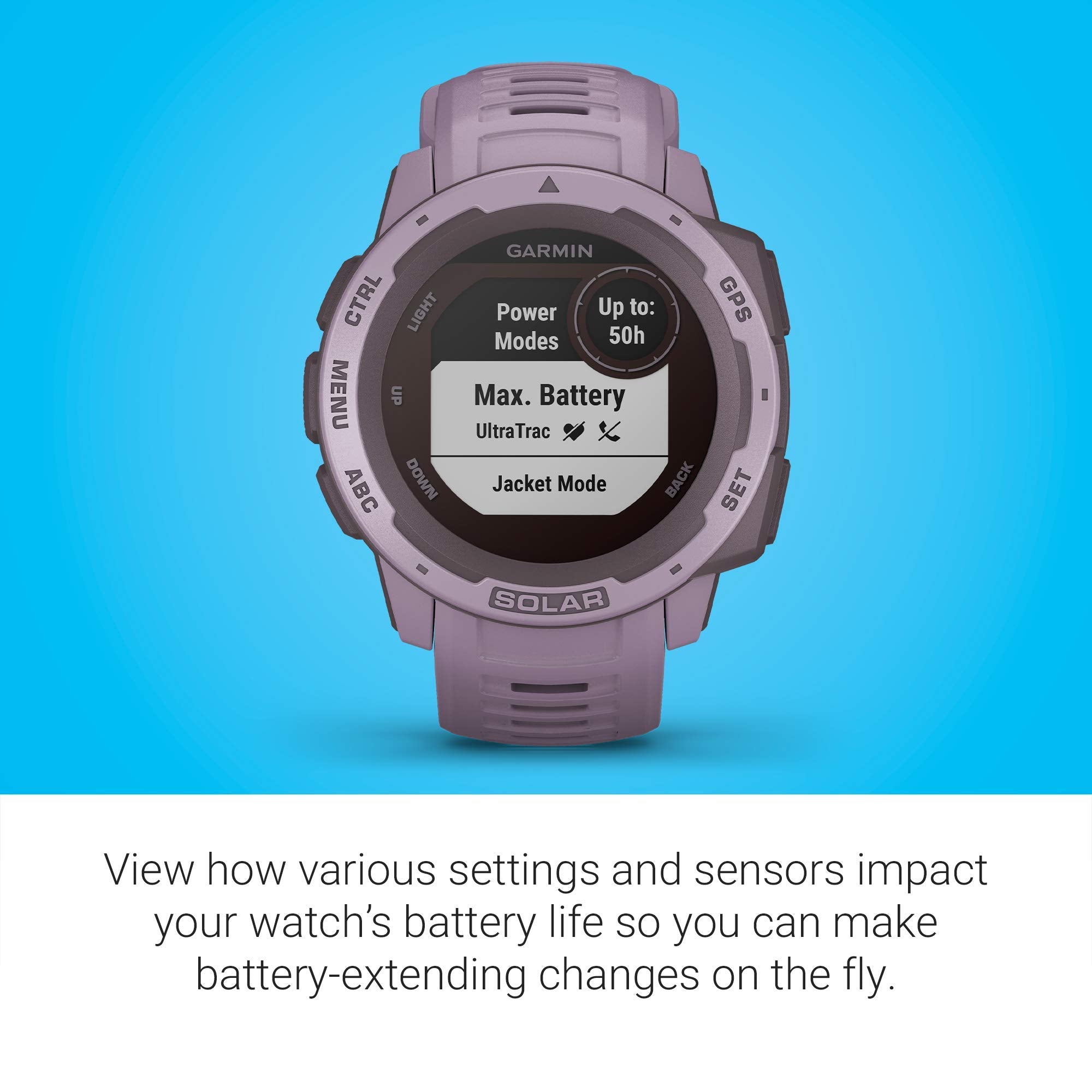 Garmin - Instinct Solar 45mm Fiber Orchid w/ Orchid Band - 010-02293-12