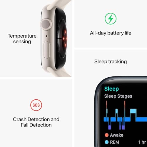 Apple Watch Series 8 (GPS) 41mm  Aluminum Case with White Sport Band - S/M - Silver
