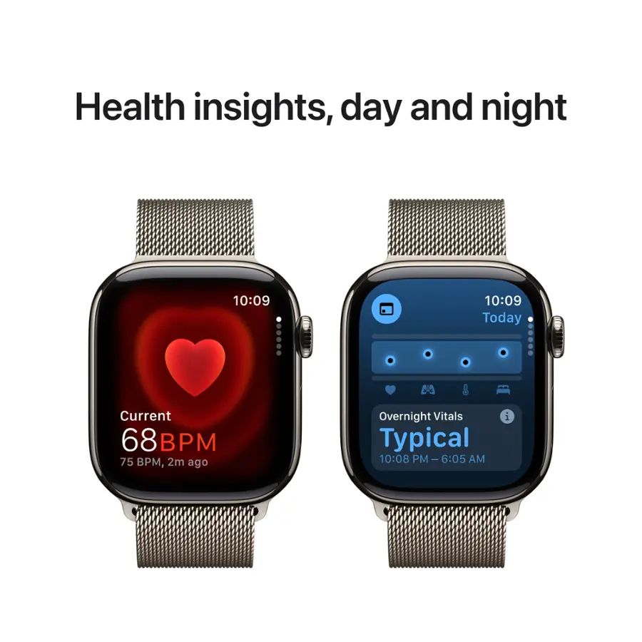 Apple - Watch Series 10 (GPS+Cellular) 42mm Titanium Case with Natural Milanese Loop - Natural - (20