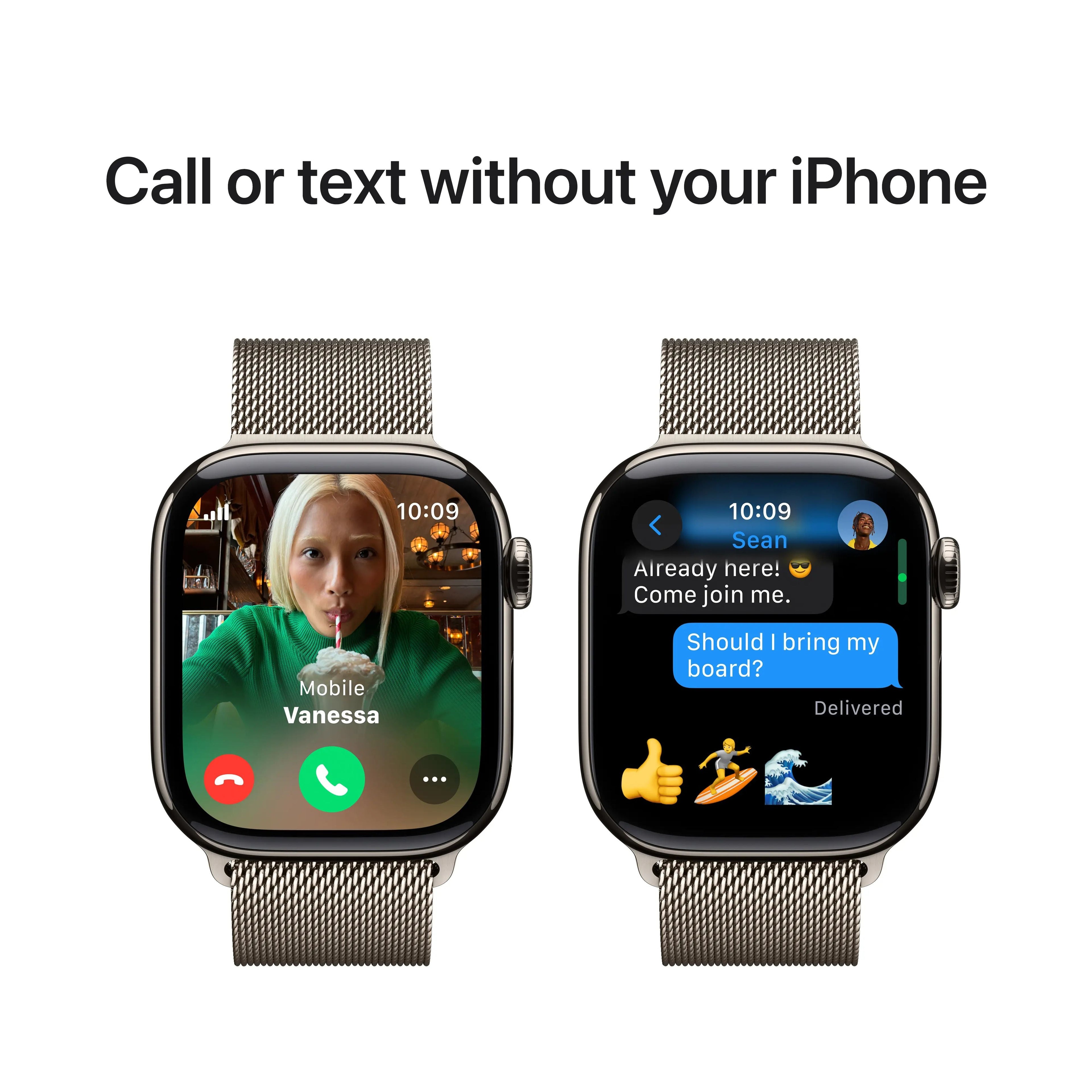 Apple - Watch Series 10 (GPS+Cellular) 42mm Titanium Case with Natural Milanese Loop - Natural - (20