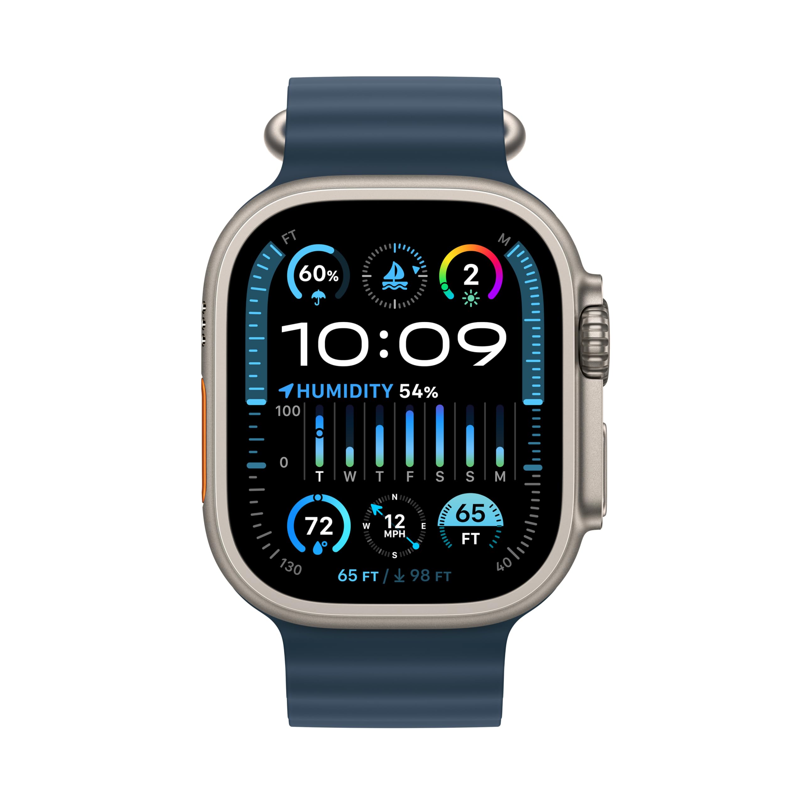 Apple Watch Ultra 2 [GPS + Cellular 49mm] Smartwatch with Rugged Titanium Case & Blue Ocean Band - MREG3LL/A