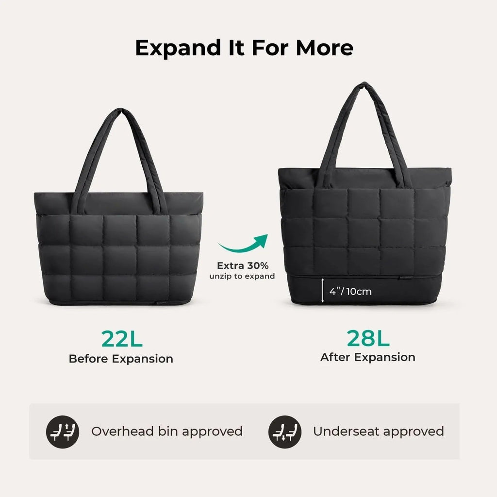 Bubble 22L-28L Expandable Puffer Travel Tote Bag