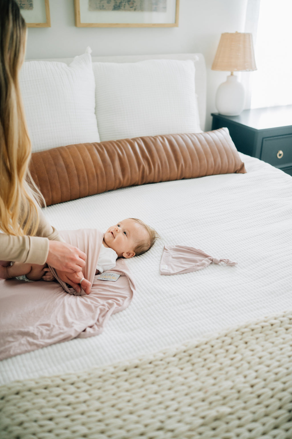 Swaddle and Hat - Blush