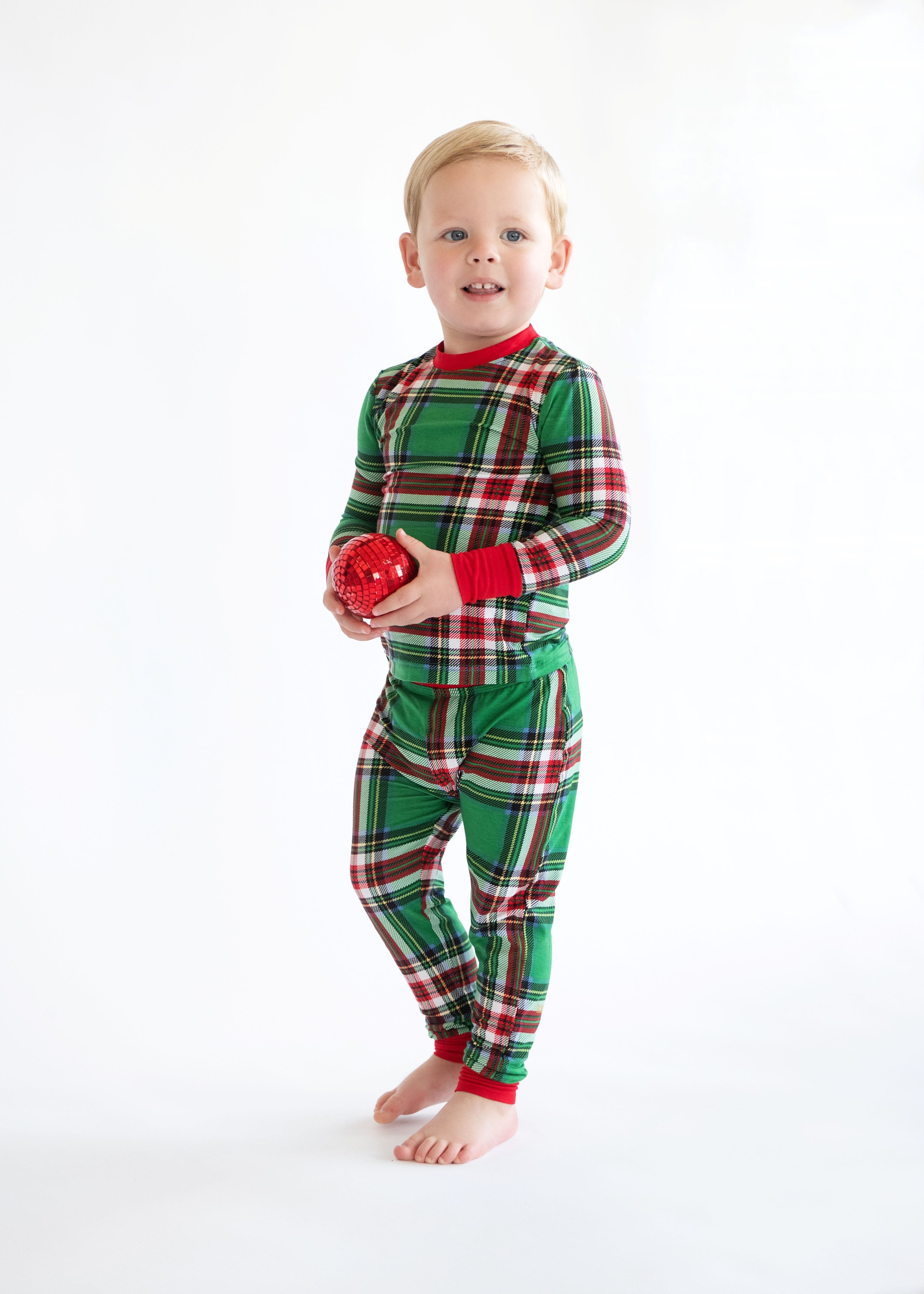 Snug-Fitting Unisex Toddler Matching Set - Green Plaid