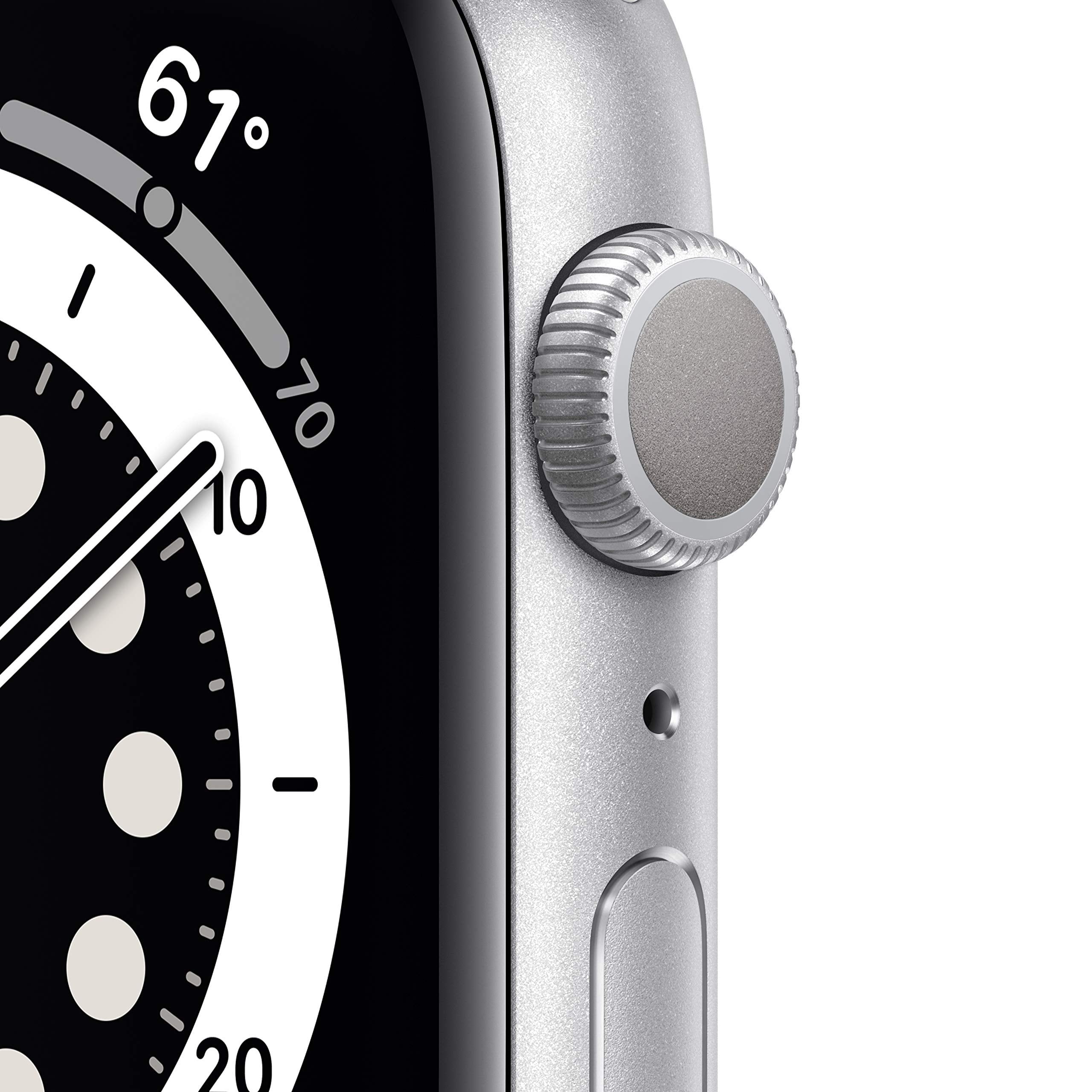 Apple Watch Series 6 44mm Silver Aluminum Case with White Sport Band GPS - M00D3LL/A