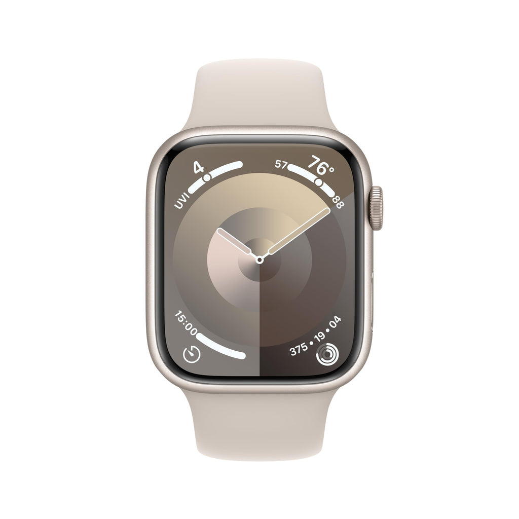 Apple Watch Series 9 (GPS+Cell) 45mm Starlight Aluminum Case w/ Starlight Sport Band (S/M) - MRM83LW/A
